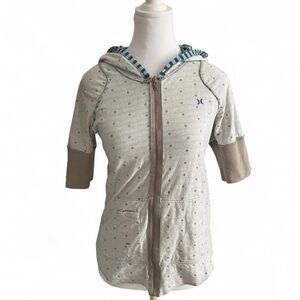 Beige Polka Dot Zip-Up Hoodie